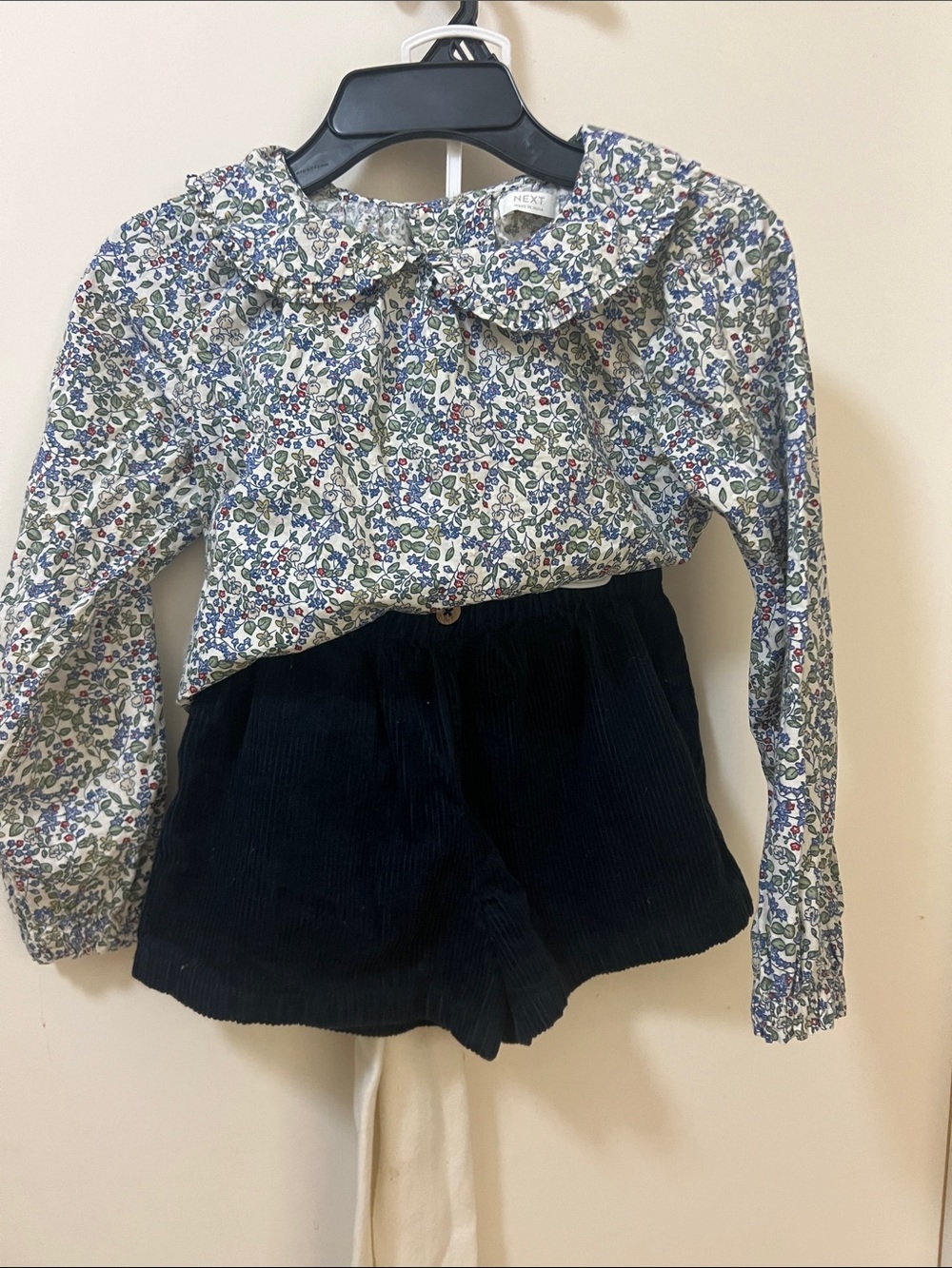 next White Floral Peter Pan Collar Long-Sleeve Top